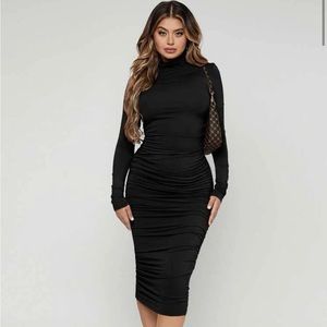 SHEIN mock neck ruched body on dress